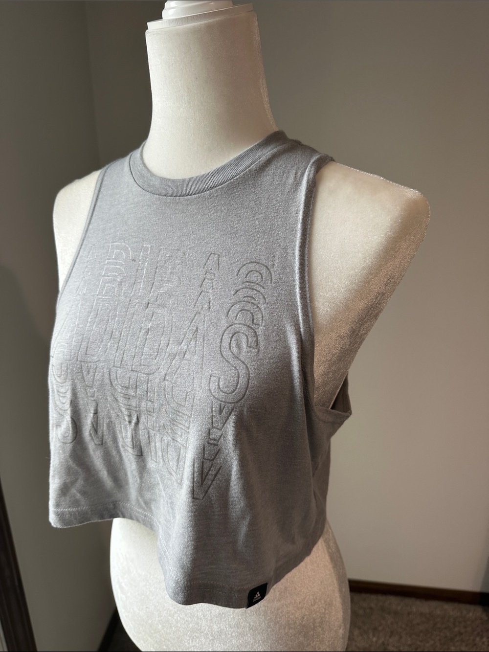 adidas Light Gray Crop Workout Tank SMALL